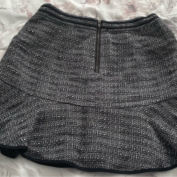 Madewell tweed textured A-line gray black lined ruffle mini skirt, size 0 summer - Picture 11 of 11